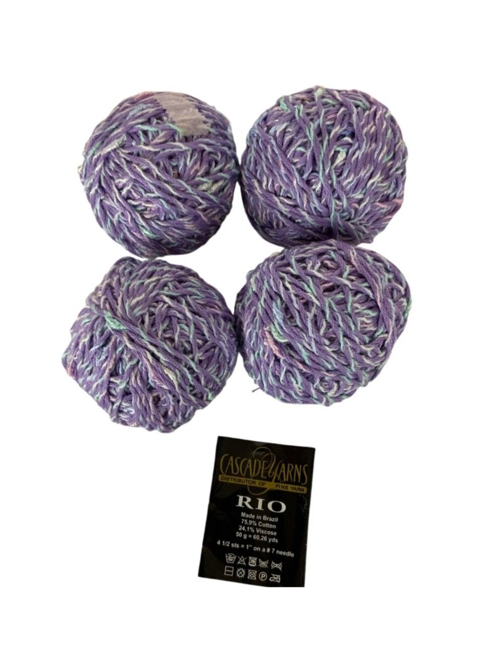 Cascade Yarns Rio Yarn Lot of 4 Balls Purple No 0245 Cotton Viscose
